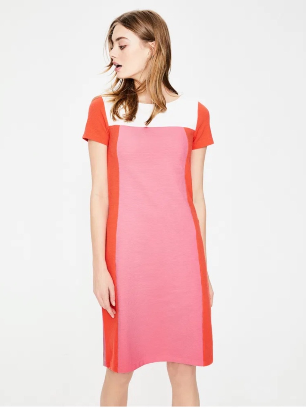 Boden Colorblock Jeanette Dress in Pink, Red and White